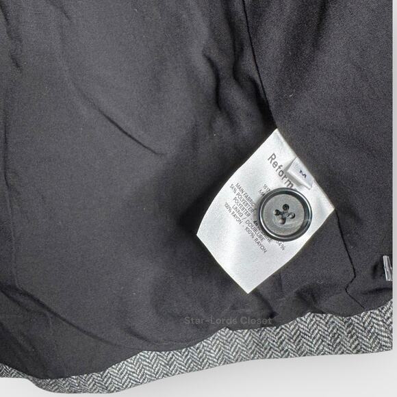 Reformation Camley Wool Blend Blazer Coat M Gray Herringbone Academia Chic - Picture 5 of 11